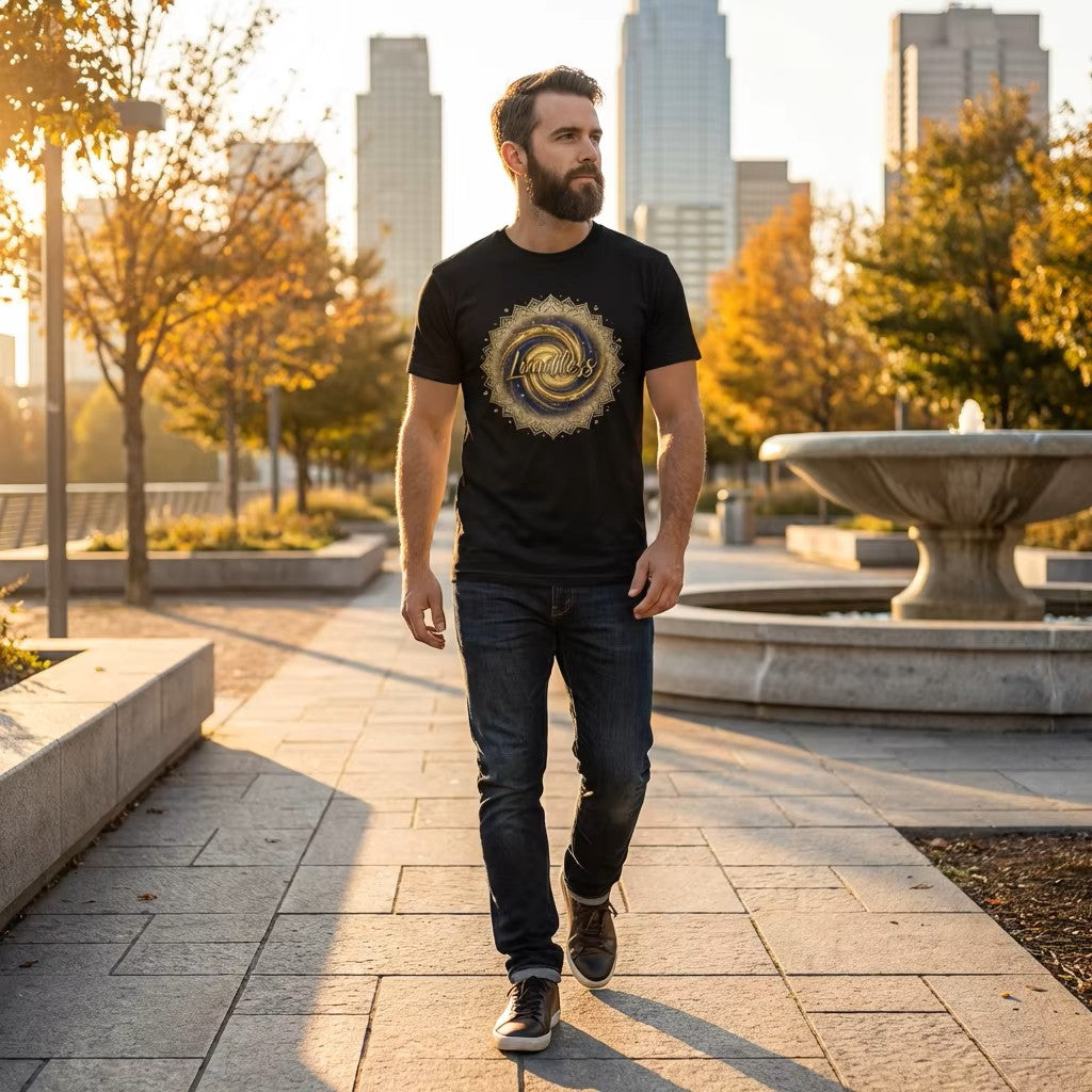 "Limitless" Tee | Inspirational Gold Mandala Galaxy Graphic T-Shirt
