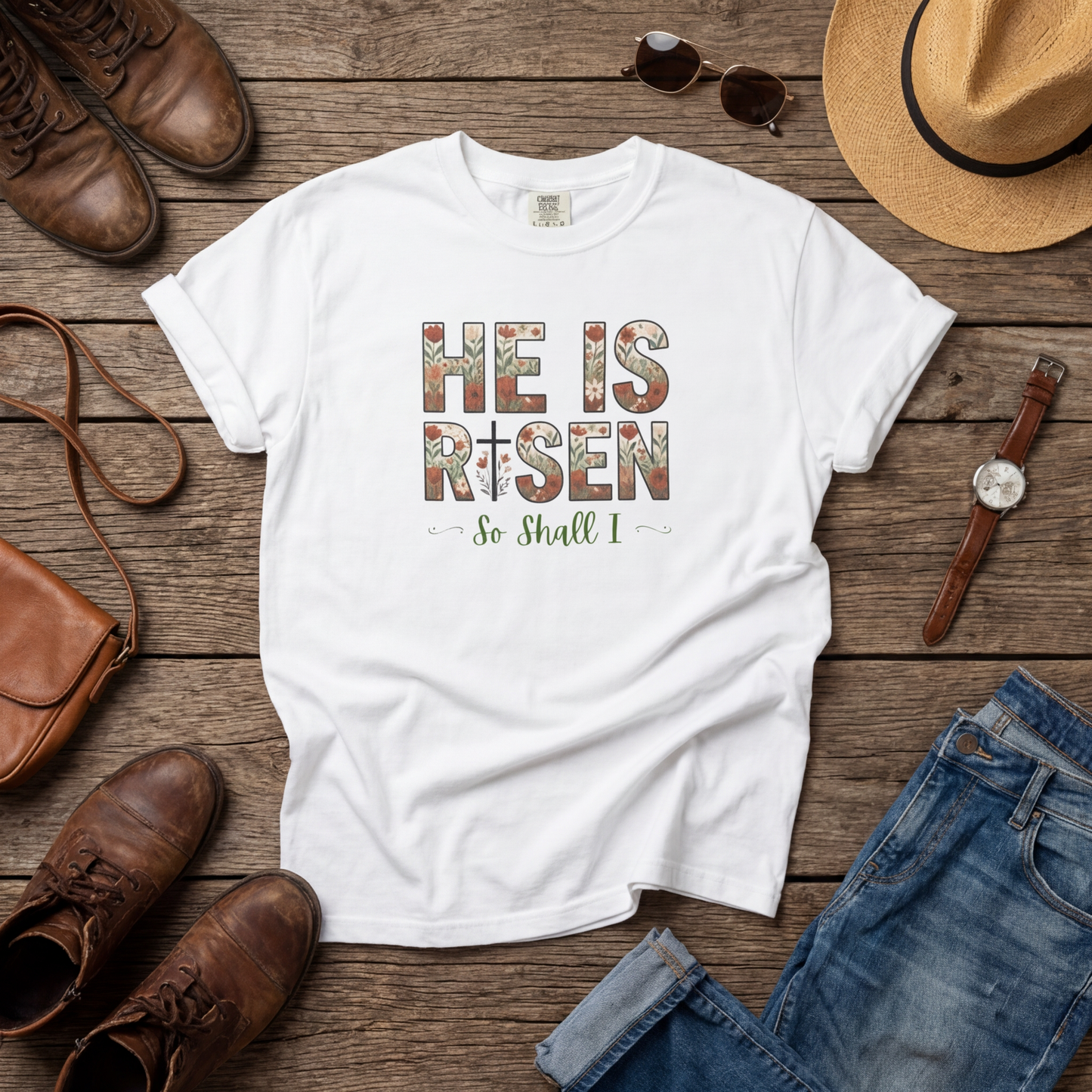 He is Risen Easter T-Shirt | Christian Faith Spring Tee