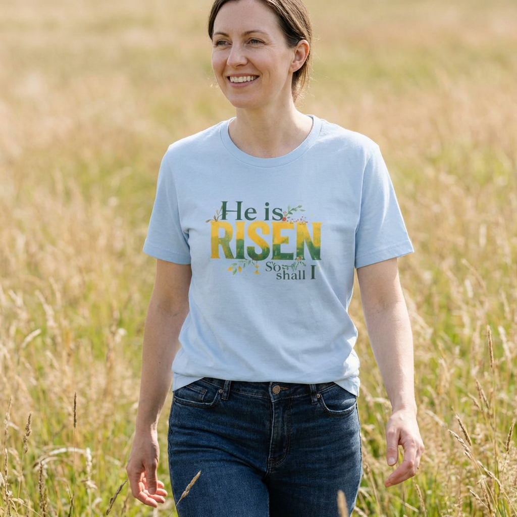 He Is Risen Tee - Christian Easter Celebration Typography T-Shirt