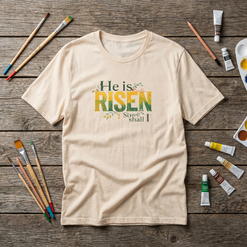 He Is Risen Tee - Christian Easter Celebration Typography T-Shirt