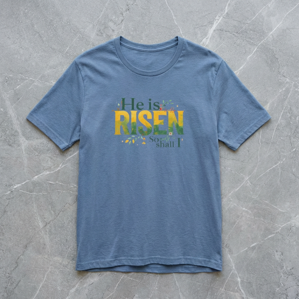 He Is Risen Tee - Christian Easter Celebration Typography T-Shirt