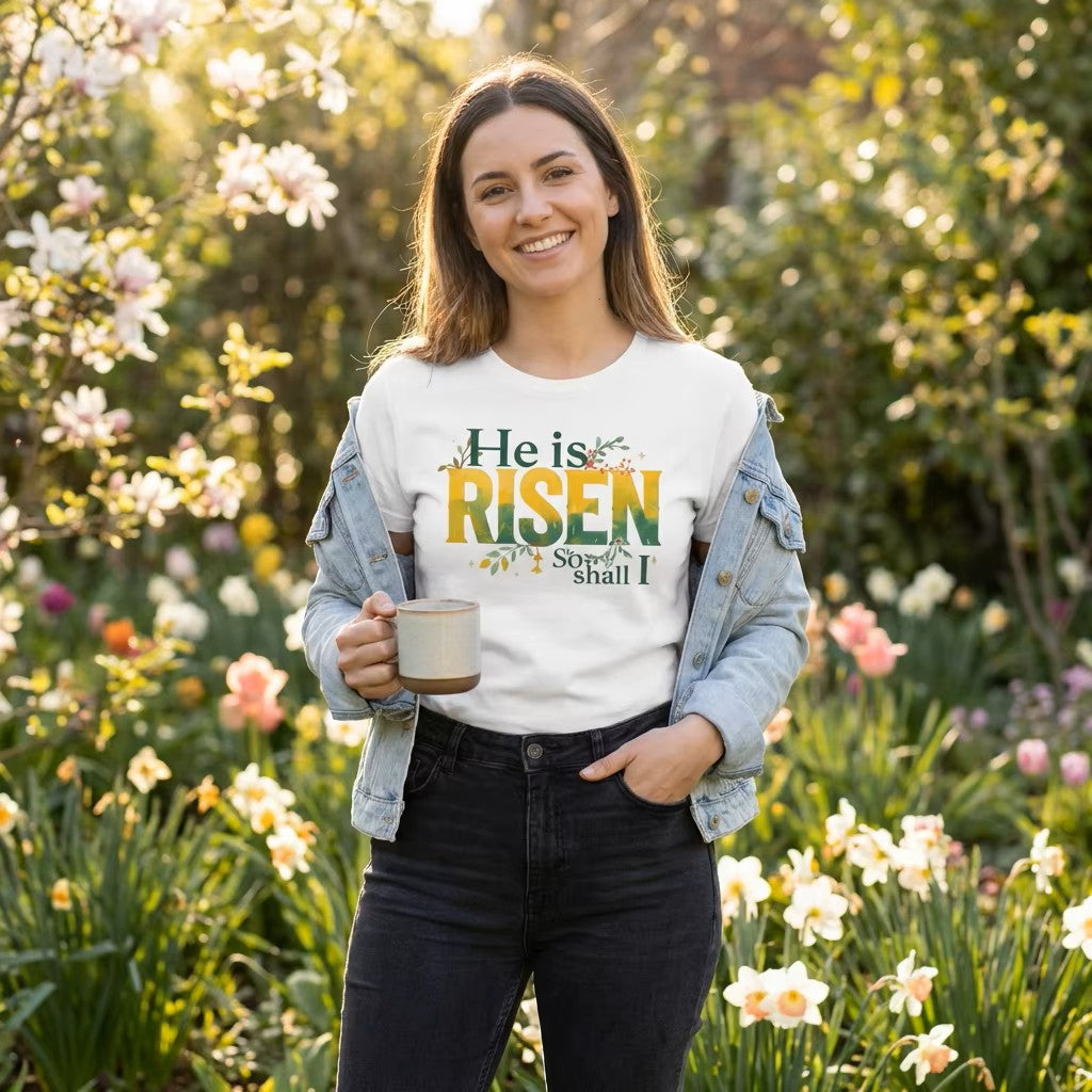 He Is Risen Tee - Christian Easter Celebration Typography T-Shirt