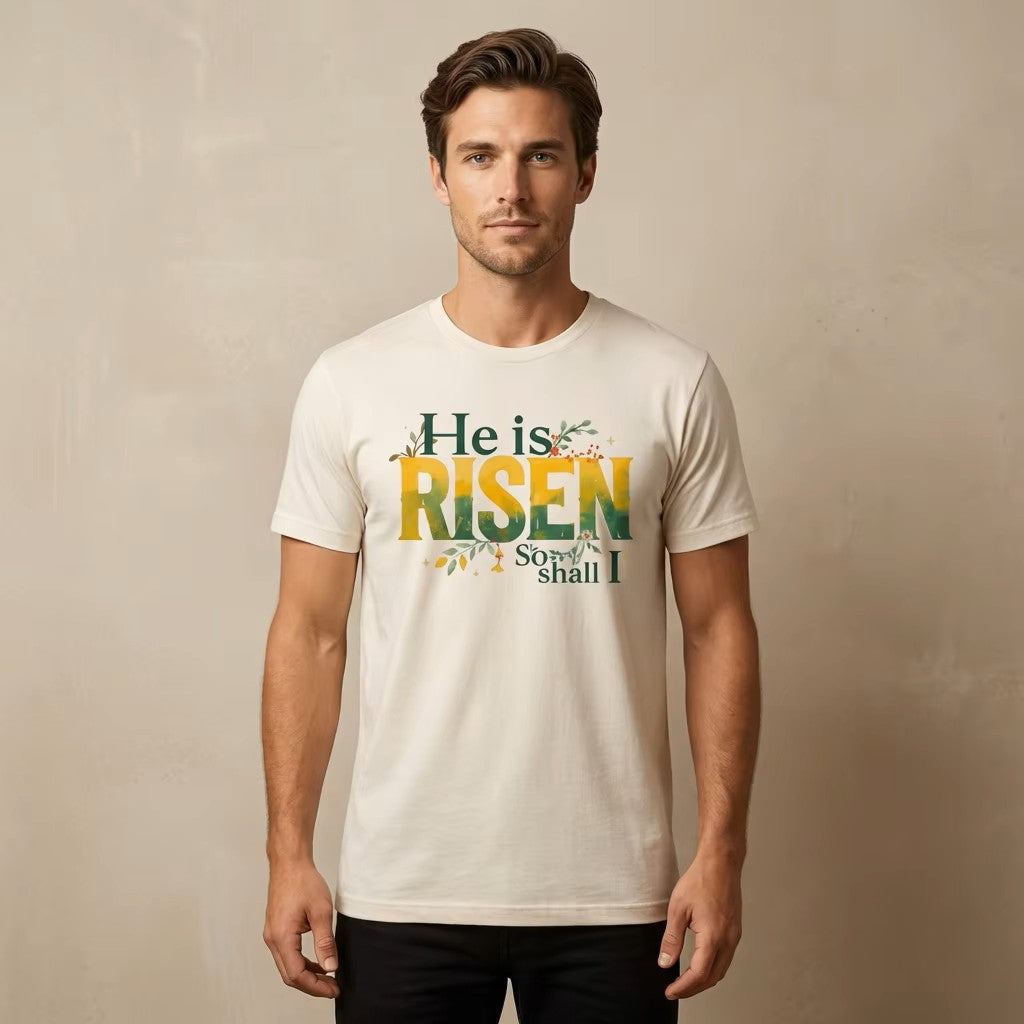 He Is Risen Tee - Christian Easter Celebration Typography T-Shirt