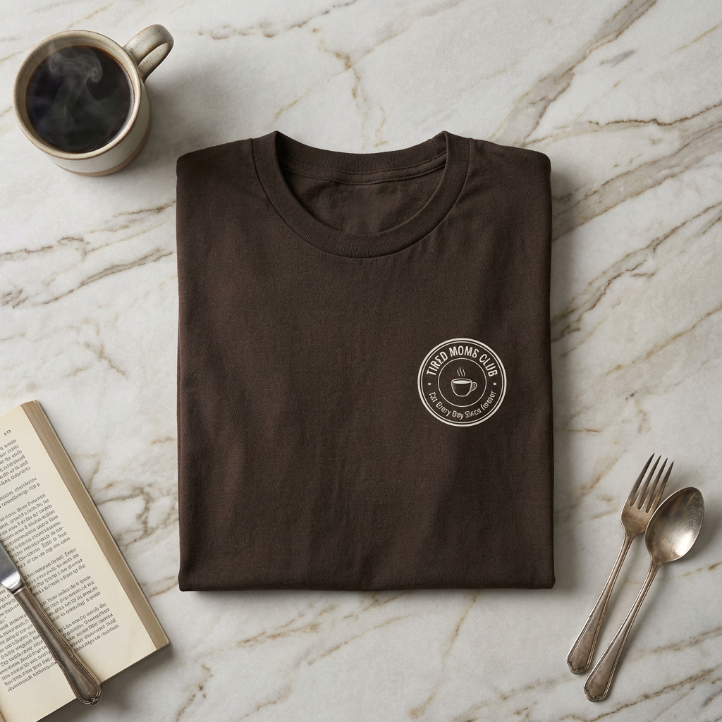 Tired Moms Club T-Shirt | Small front & Large back print | Funny Mother's Day Tee