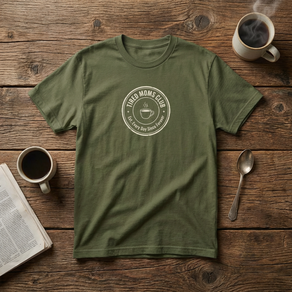 Tired Moms Club T-Shirt | Medium Center Print | Funny Mother's Day Tee | Relatable Mom Gift | Humor Mom Shirt | Gift from Kids