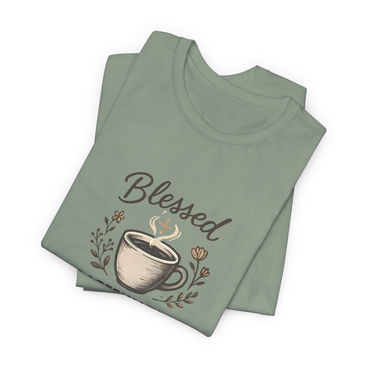 Blessed Caffeinated & Ready to Rise T-Shirt | Faith Coffee Tee | Funny Christian Gift