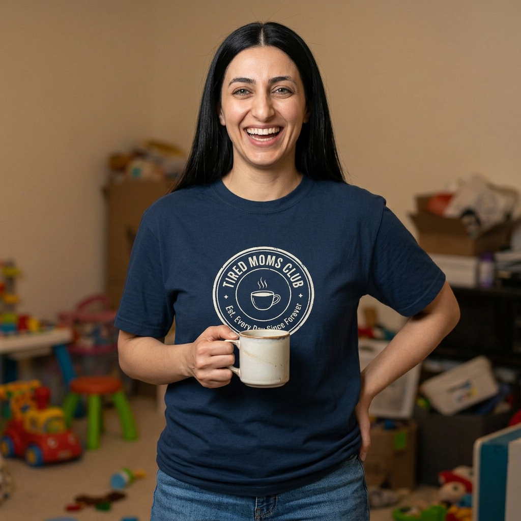 Tired Moms Club T-Shirt | Medium Center Print | Funny Mother's Day Tee | Relatable Mom Gift | Humor Mom Shirt | Gift from Kids