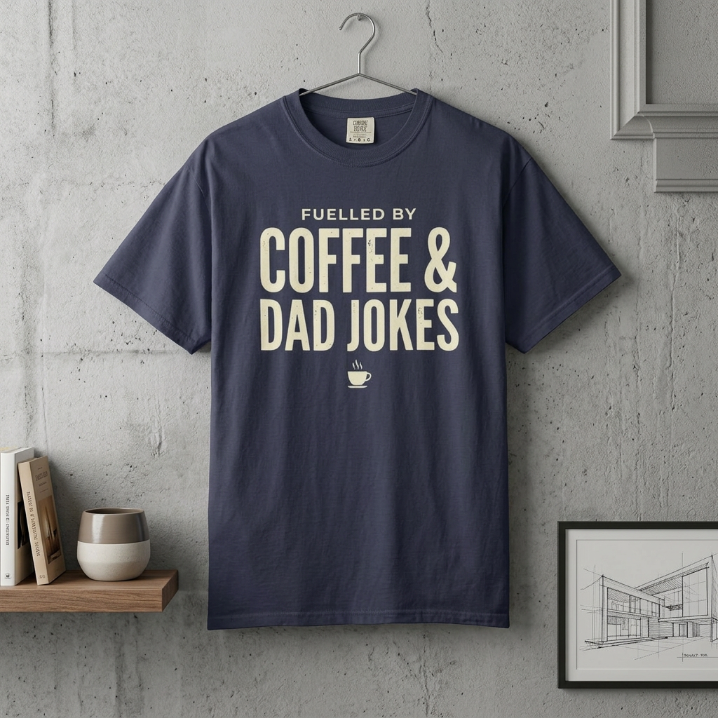 Dad Jokes Coffee Shirt | Funny Father's Day Tee | Gift for Dad | Fuelled by Coffee and Dad Jokes