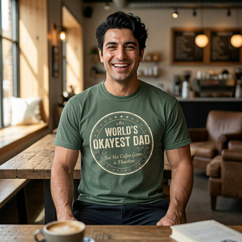 World's Okayest Dad Shirt | Funny Father's Day Coffee Tee | Humorous Dad Gift