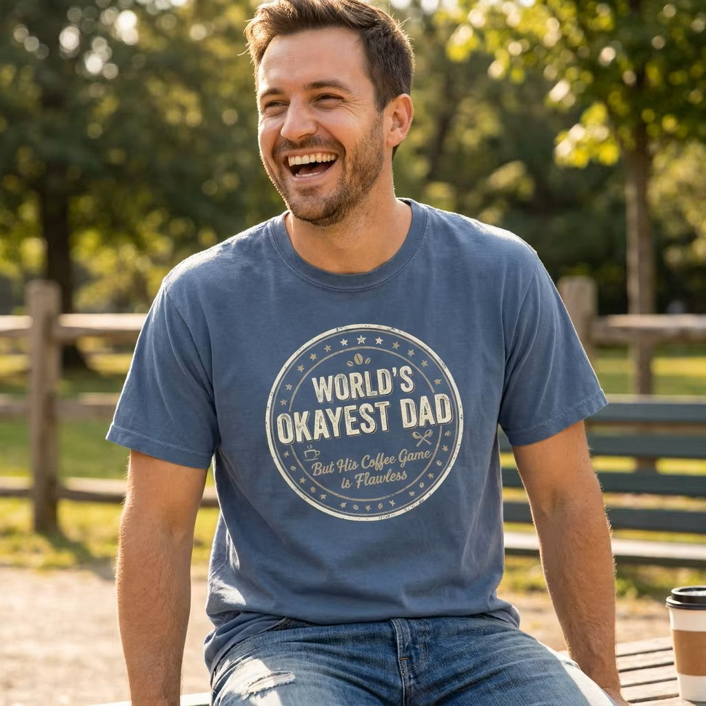 World's Okayest Dad Shirt | Funny Father's Day Coffee Tee | Humorous Dad Gift