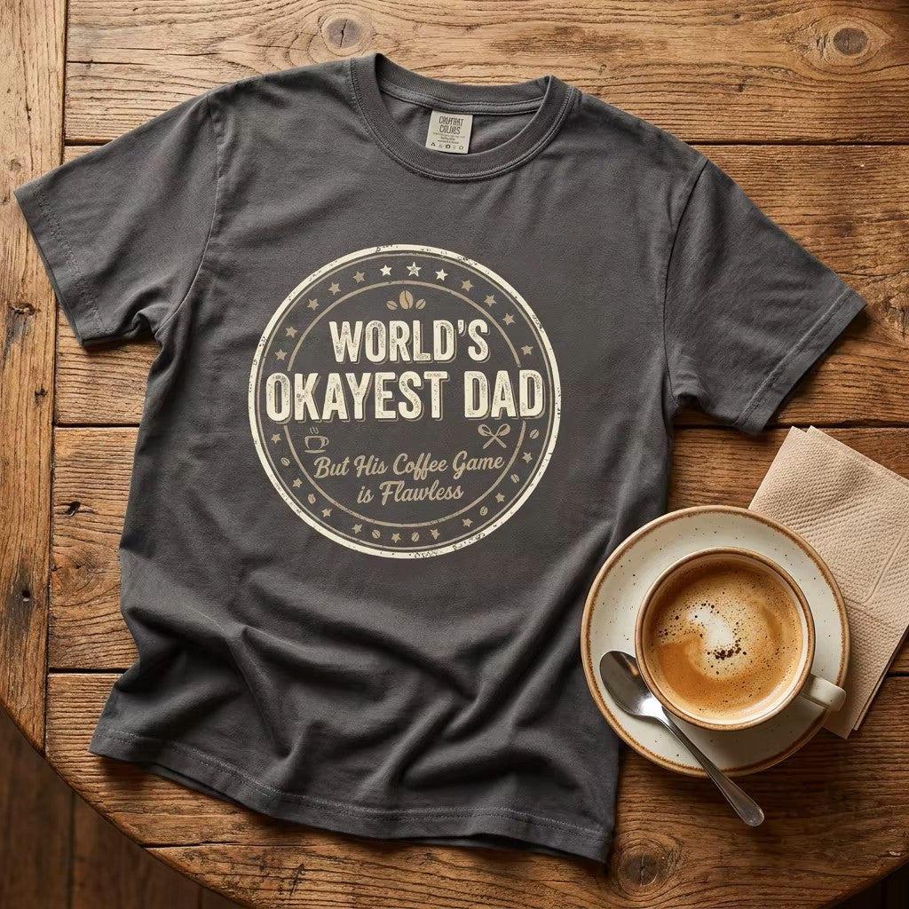 World's Okayest Dad Shirt | Funny Father's Day Coffee Tee | Humorous Dad Gift