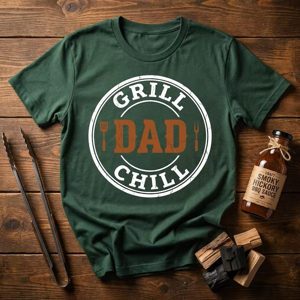 Grill and Chill Dad Shirt | BBQ Dad Father's Day Tee | Funny Dad Grilling Gift | BBQ Lover Dad Shirt