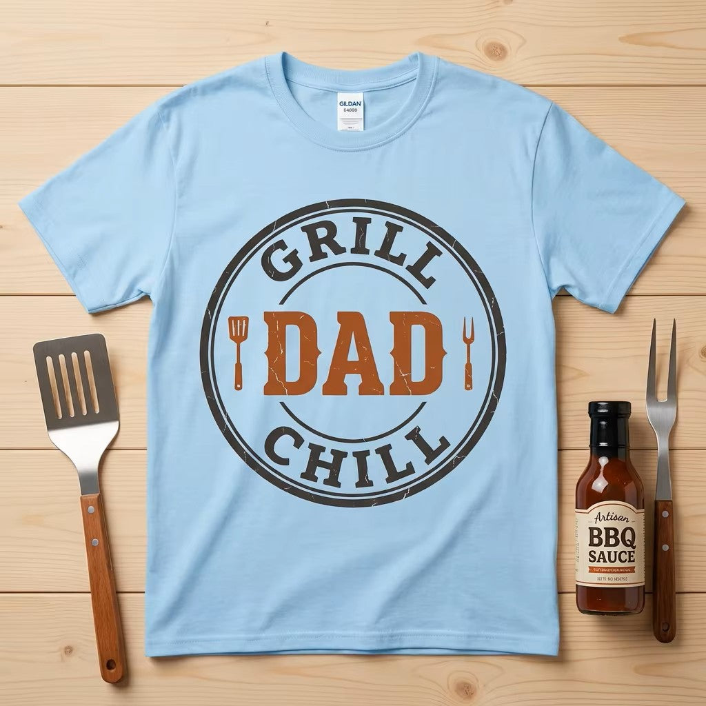 Grill and Chill Dad Shirt | BBQ Dad Father's Day Tee | Funny Dad Grilling Gift | BBQ Lover Dad Shirt