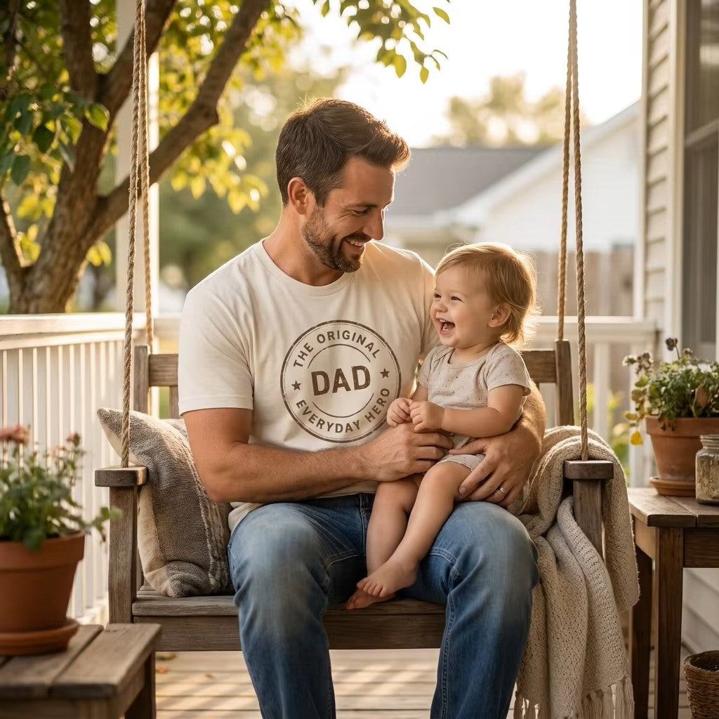 The Original Everyday Hero Dad Shirt | Father's Day Tee | Gift for Dad | Classic Dad Badge Shirt | Best Dad Gift