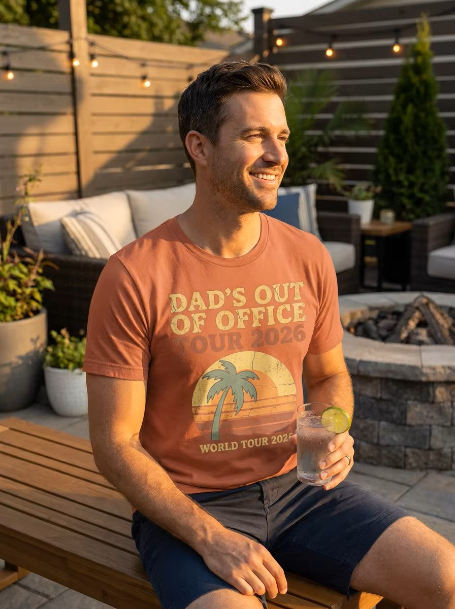 Dad's Out Of Office Tour 2026 T-Shirt | Funny Father's Day Shirt | Dad Vacation Tee | Retro Summer Dad Shirt