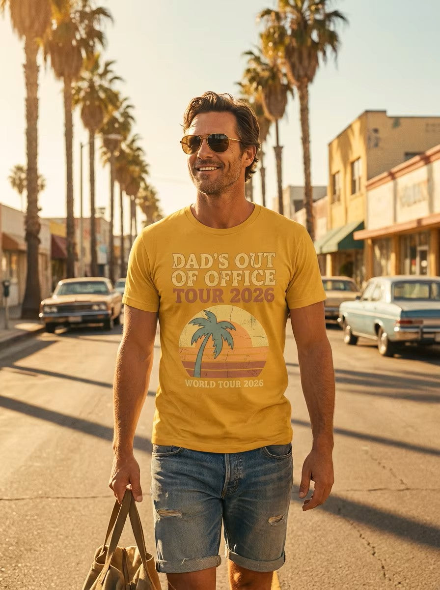Dad's Out Of Office Tour 2026 T-Shirt | Funny Father's Day Shirt | Dad Vacation Tee | Retro Summer Dad Shirt