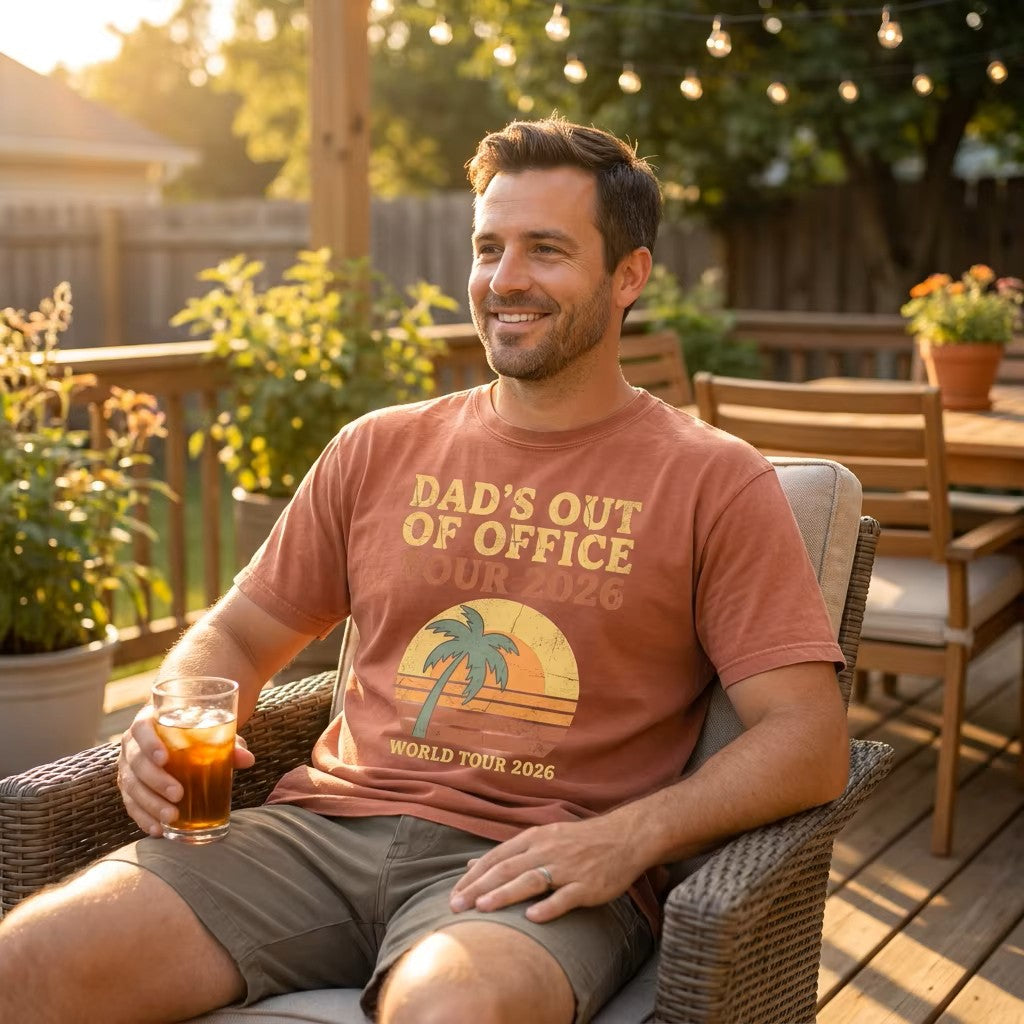 Dad's Out Of Office Tour 2026 T-Shirt | Funny Father's Day Shirt | Dad Vacation Tee | Retro Summer Dad Shirt