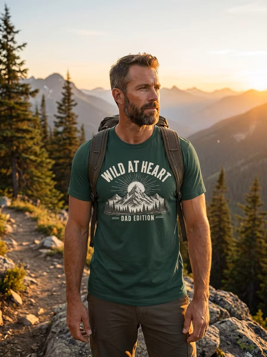 Wild at Heart Dad Shirt | Outdoor Adventure Father's Day Tee | Mountain Dad Gift | Nature Lover Dad
