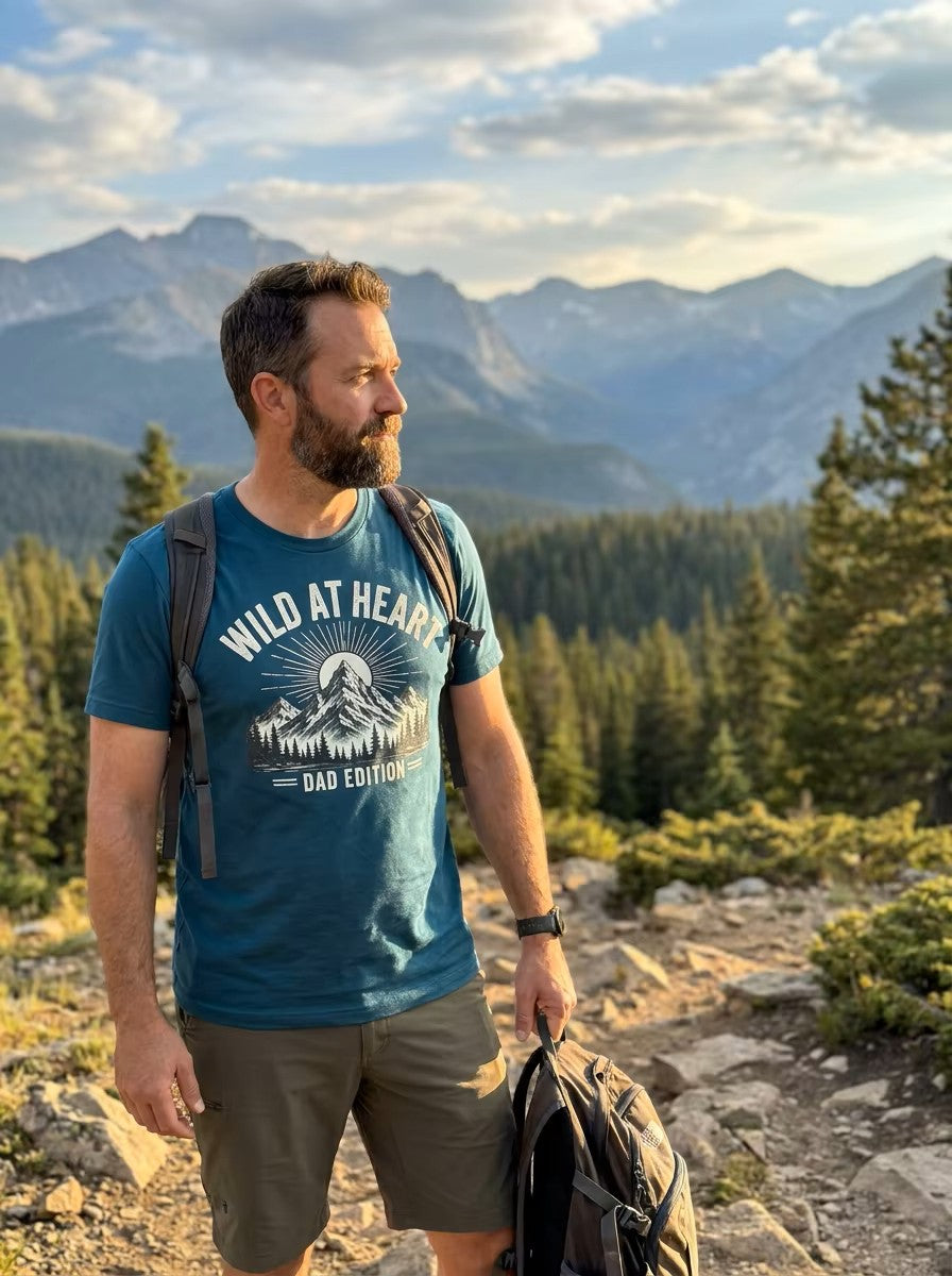 Wild at Heart Dad Shirt | Outdoor Adventure Father's Day Tee | Mountain Dad Gift | Nature Lover Dad