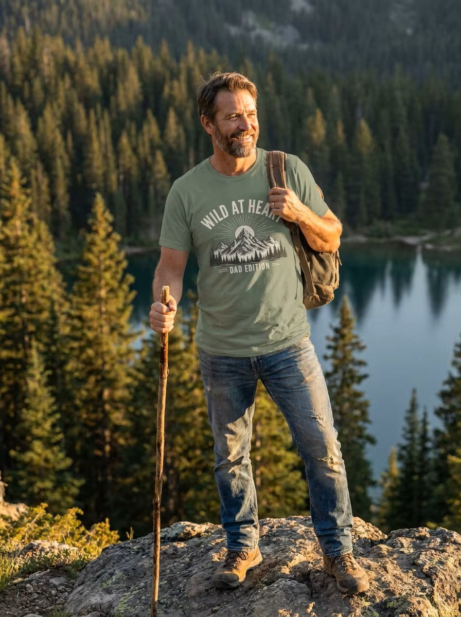 Wild at Heart Dad Shirt | Outdoor Adventure Father's Day Tee | Mountain Dad Gift | Nature Lover Dad
