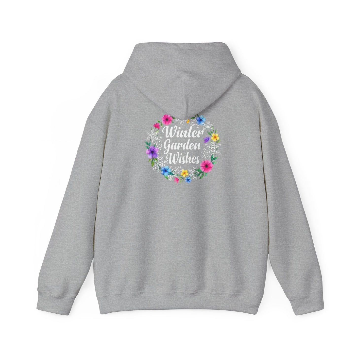 Winter Garden Wishes Hoodie | Floral Ring Back Print Cozy Winter Pullover