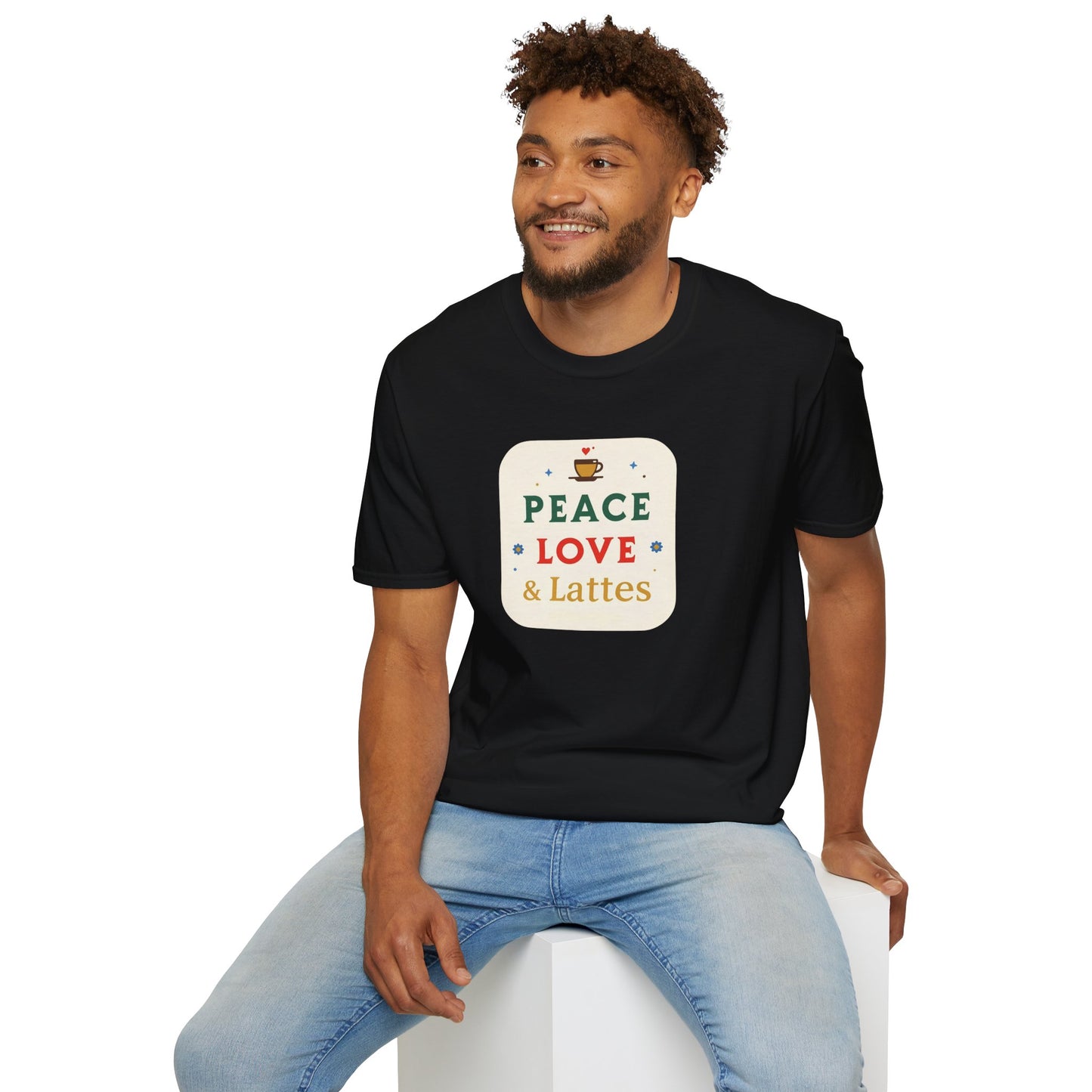 Peace, Love & Lattes T-Shirt | Cozy Coffee Lover Graphic Tee