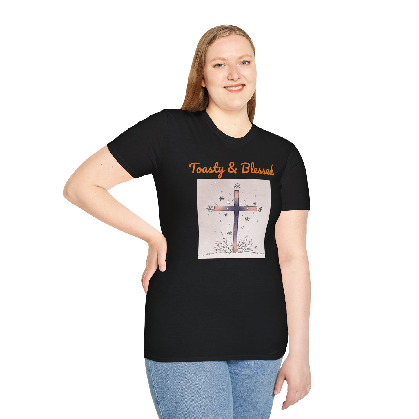 Toasty & Blessed Christian Cross T-Shirt — Cozy & Faith-Inspired