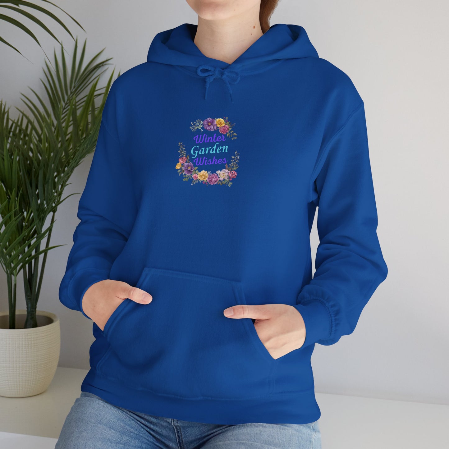 Winter Garden Wishes Hoodie | Floral Winter Front Print Pullover