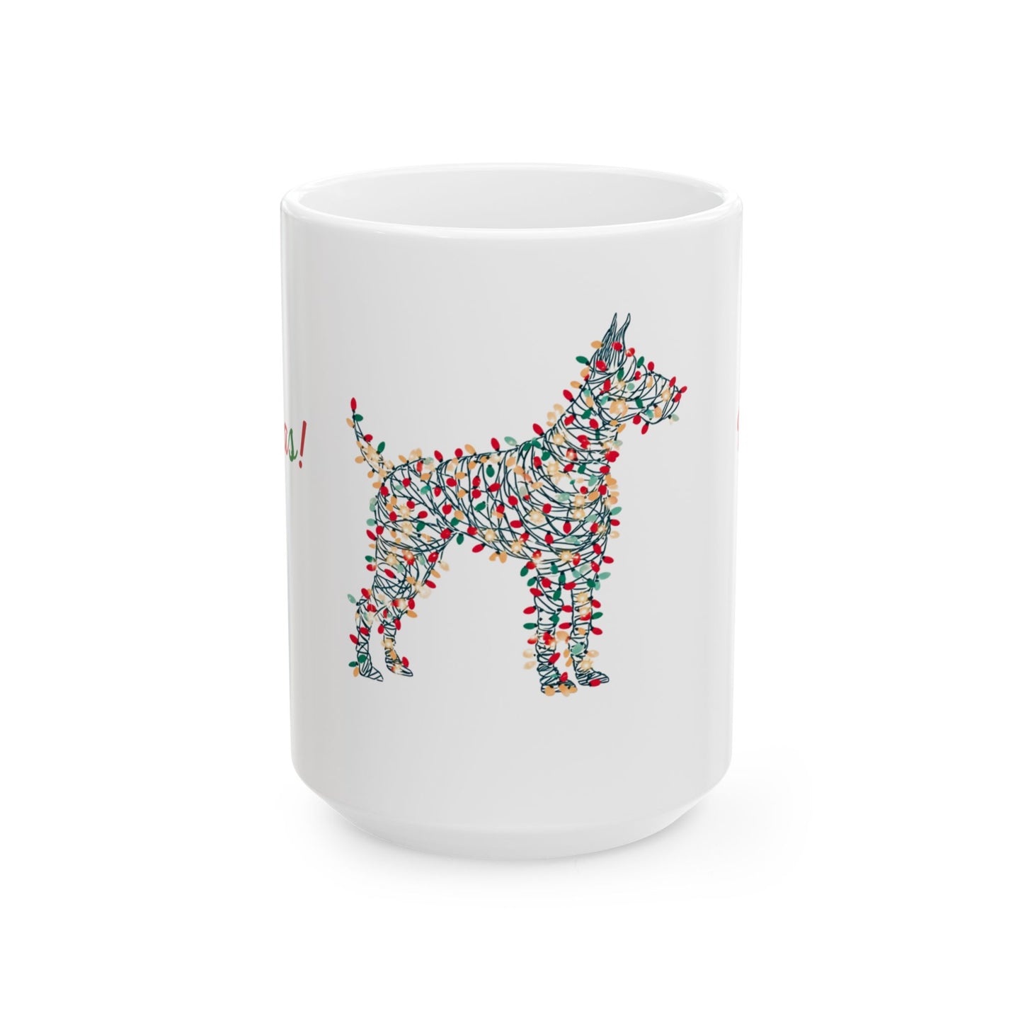 Merry Woofmas! Dog Christmas Mug — Full Wrap Design (White)