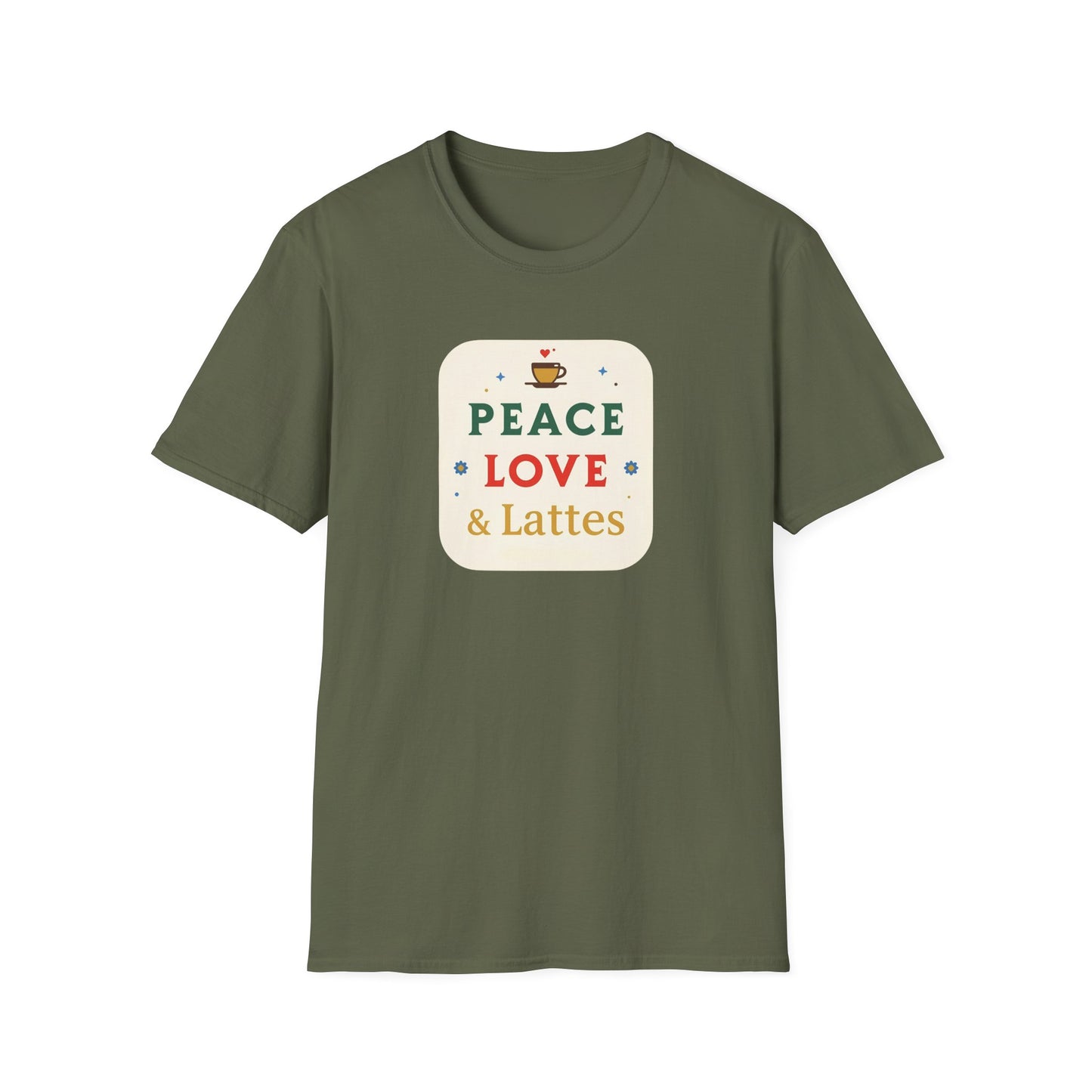 Peace, Love & Lattes T-Shirt | Cozy Coffee Lover Graphic Tee