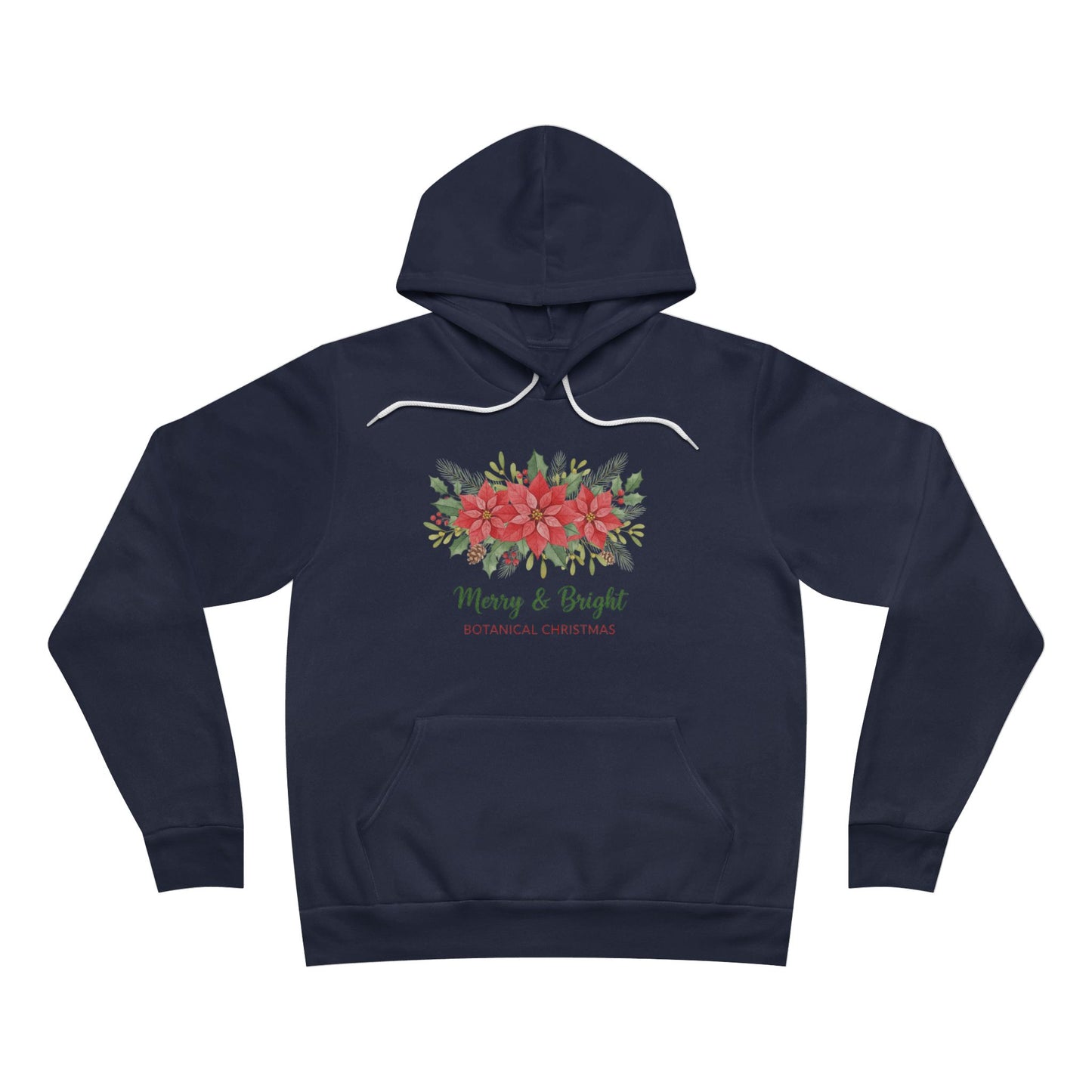 Merry & Bright Poinsettia Hoodie | Botanical Christmas Floral Pullover