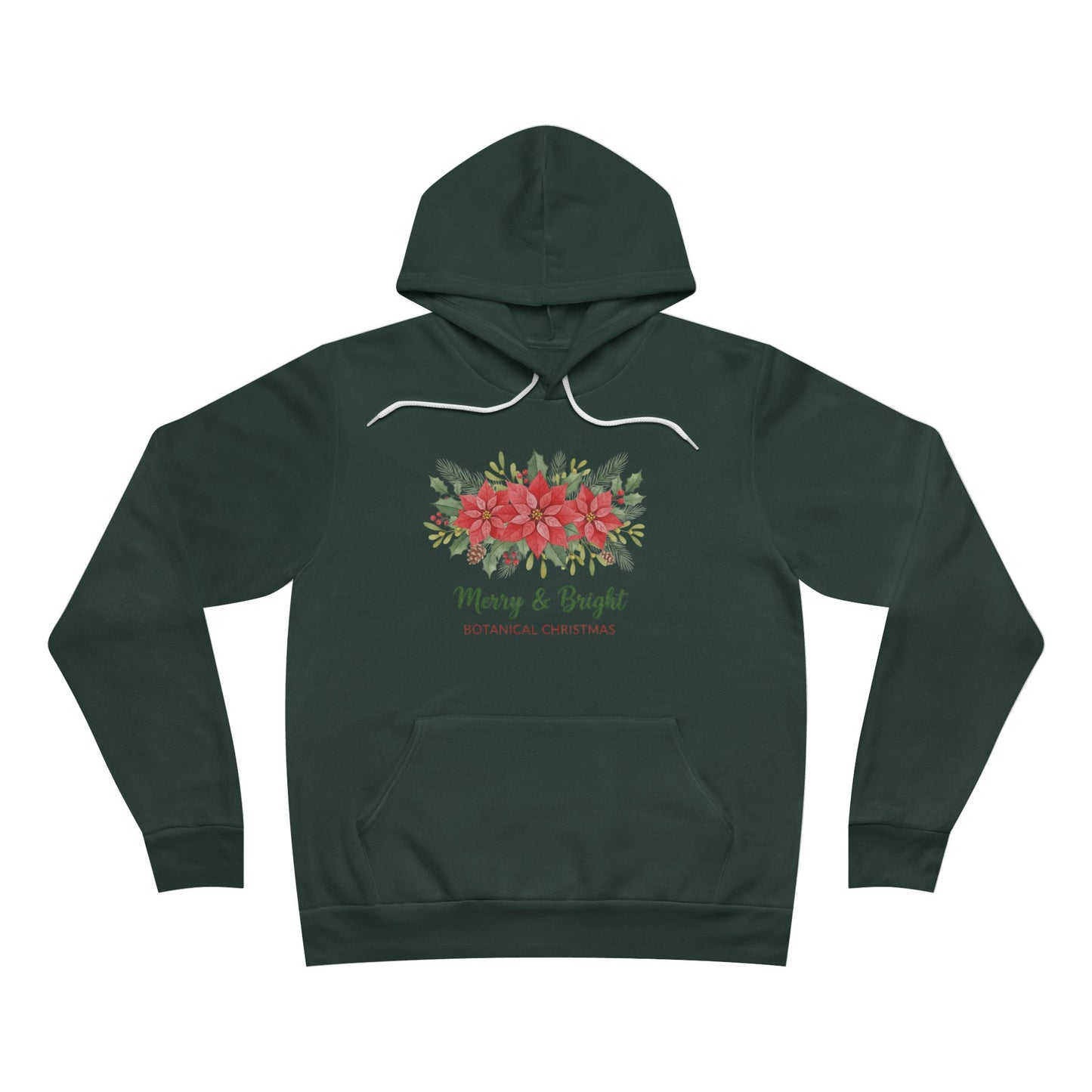 Merry & Bright Poinsettia Hoodie | Botanical Christmas Floral Pullover