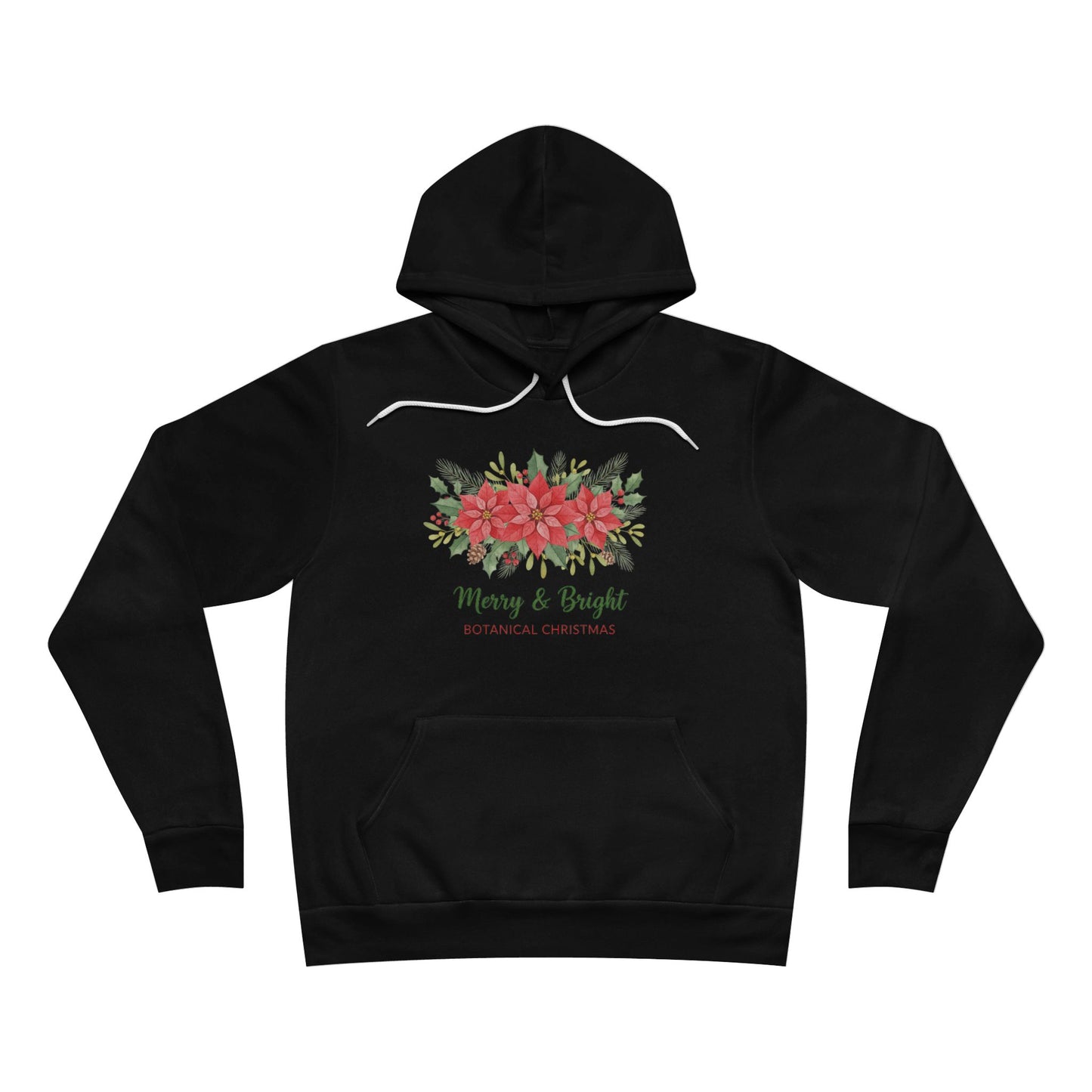 Merry & Bright Poinsettia Hoodie | Botanical Christmas Floral Pullover