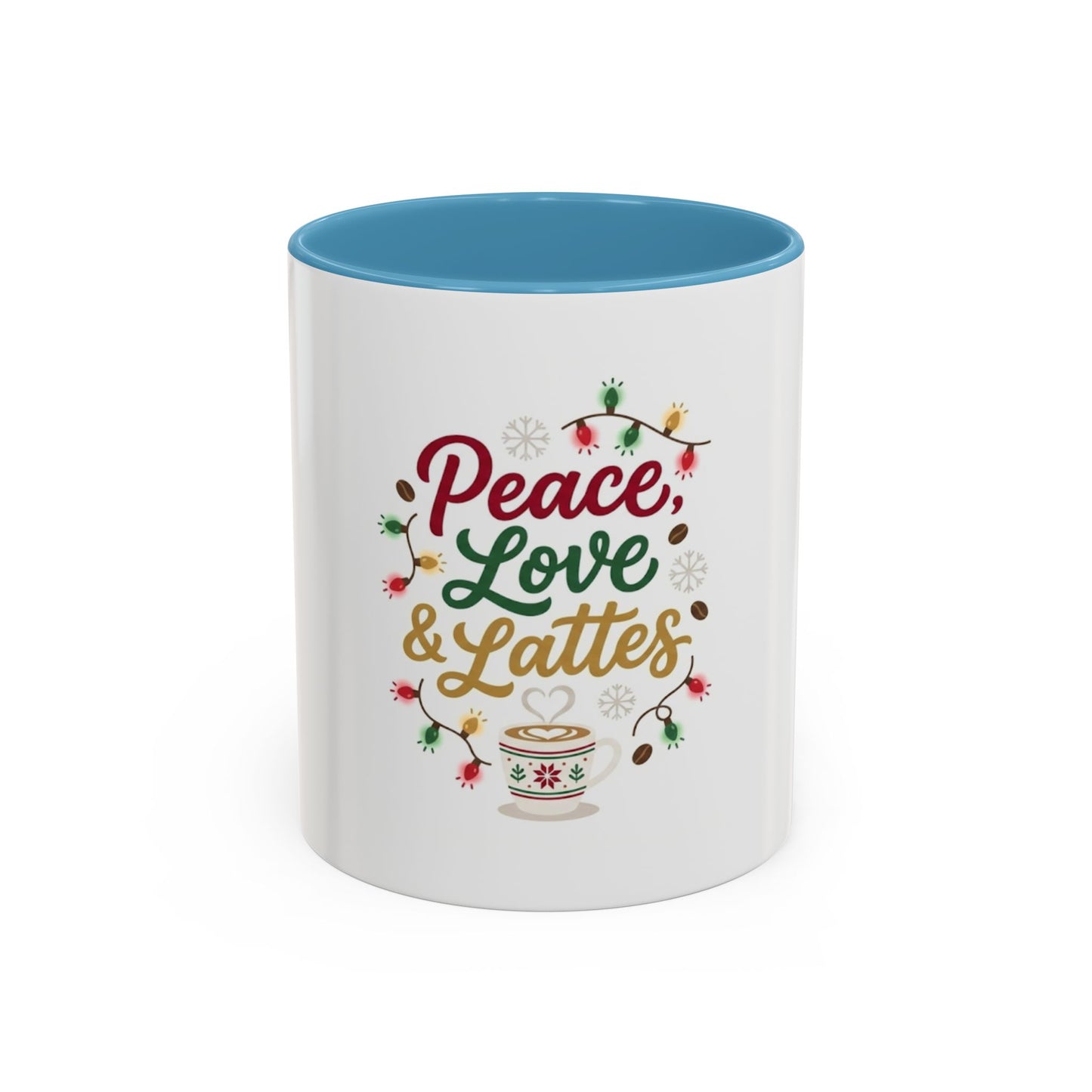 Peace, Love & Lattes Mug | Festive Coffee Center Print Cup