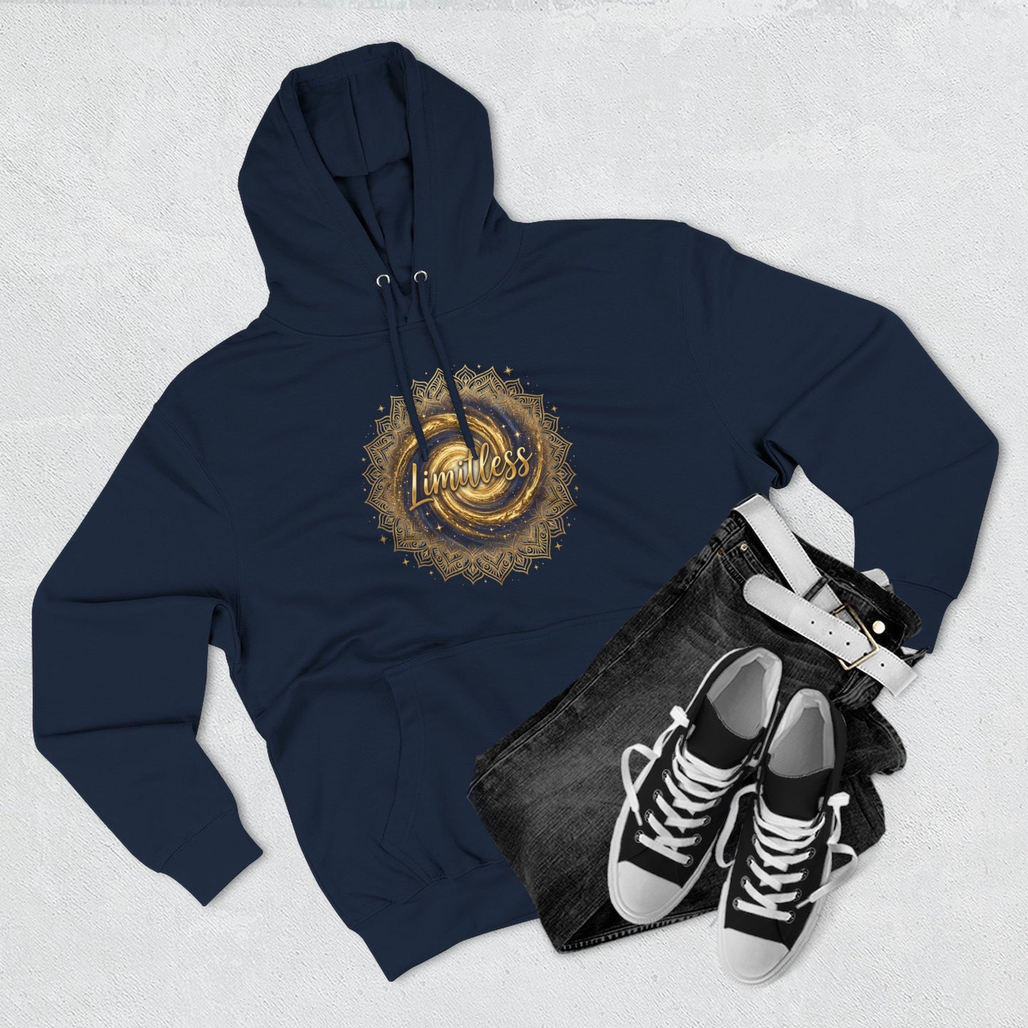 Limitless Gold Mandala Hoodie — Inspirational Graphic Fleece Pullover