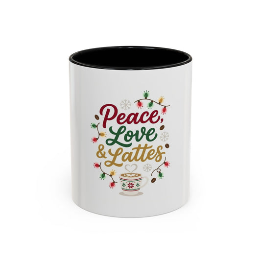 Peace, Love & Lattes Mug | Festive Coffee Center Print Cup