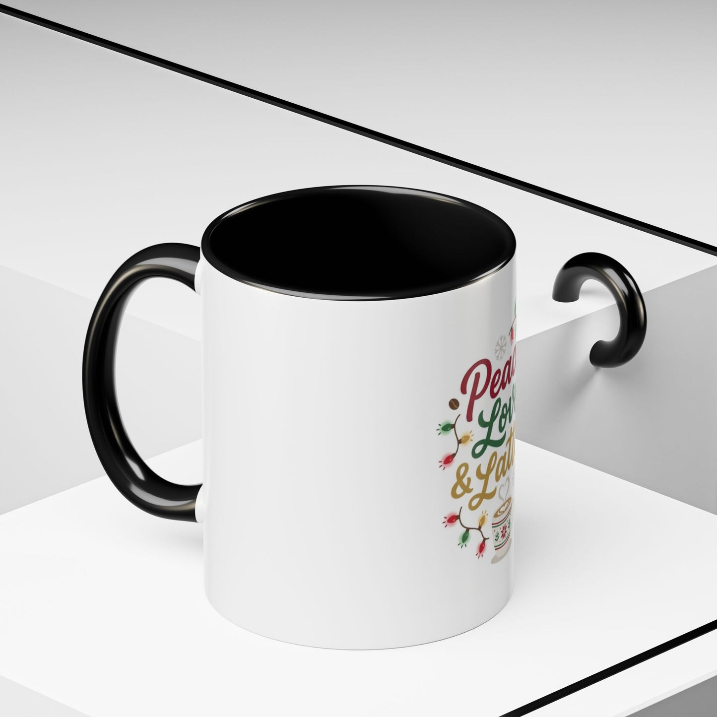 Peace, Love & Lattes Mug | Festive Coffee Center Print Cup