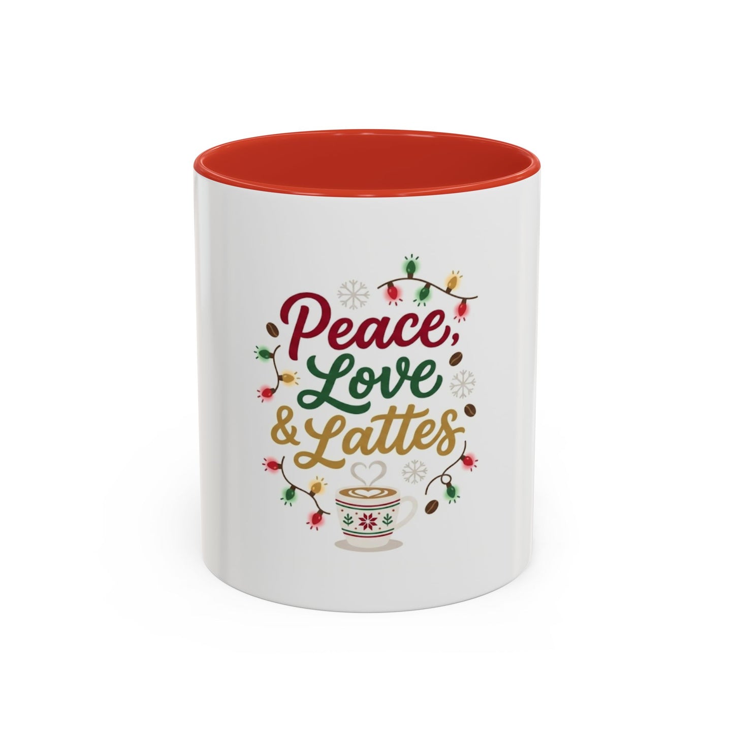 Peace, Love & Lattes Mug | Festive Coffee Center Print Cup