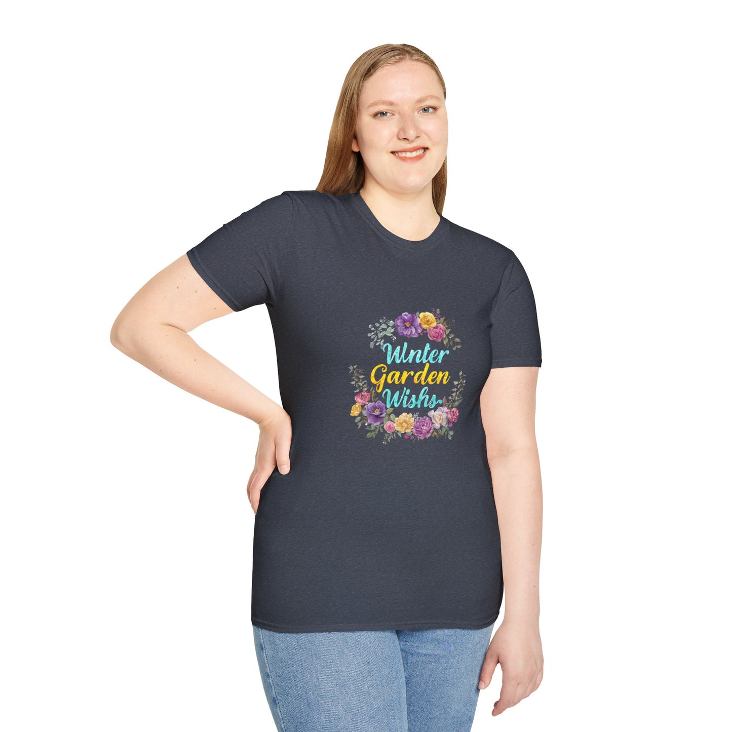 Winter Garden Wishes T-Shirt | Floral Winter Botanical Tee (Light Colors)