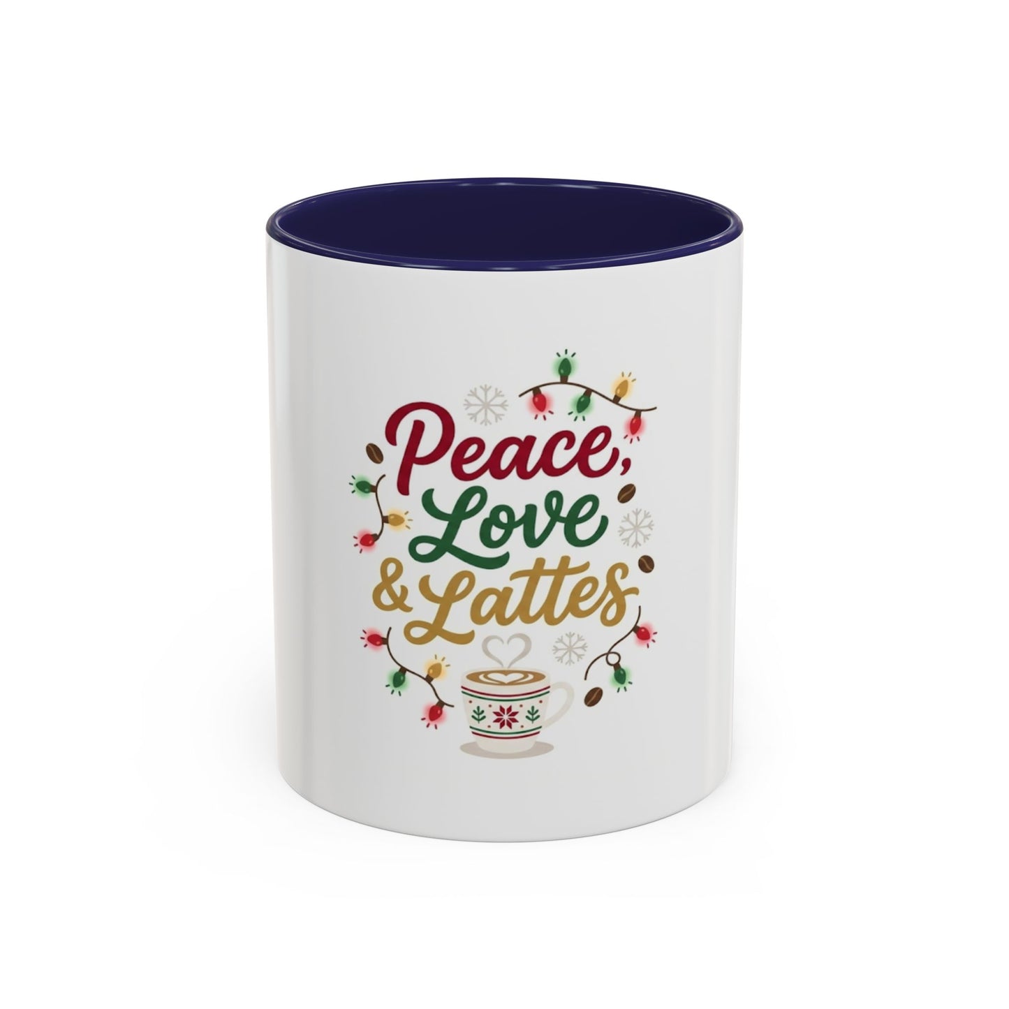 Peace, Love & Lattes Mug | Festive Coffee Center Print Cup