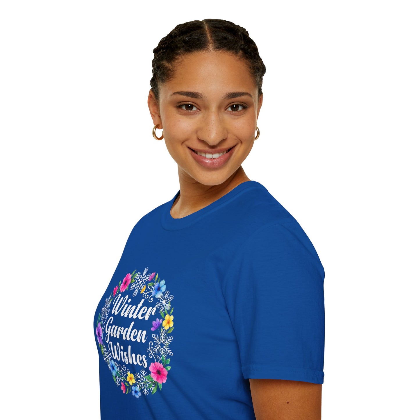 Winter Garden Wishes T-Shirt | Floral Winter Tee (Dark Colors)