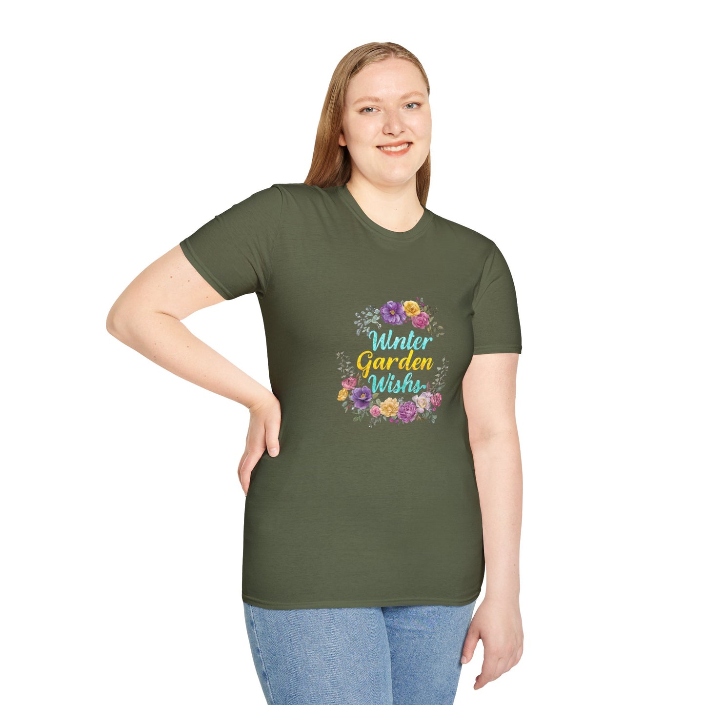 Winter Garden Wishes T-Shirt | Floral Winter Botanical Tee (Light Colors)