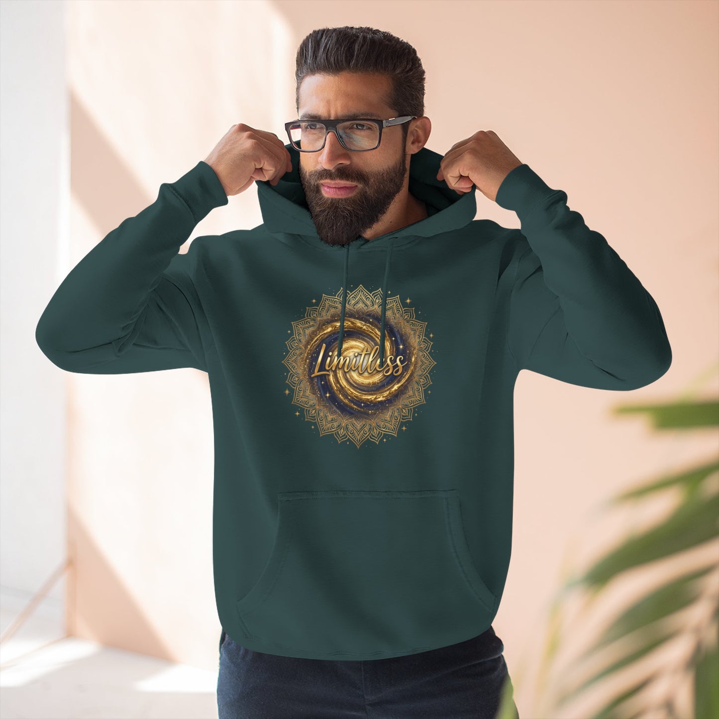 Limitless Gold Mandala Hoodie — Inspirational Graphic Fleece Pullover