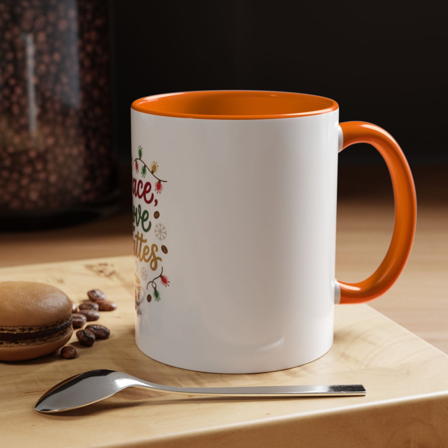 Peace, Love & Lattes Mug | Festive Coffee Center Print Cup