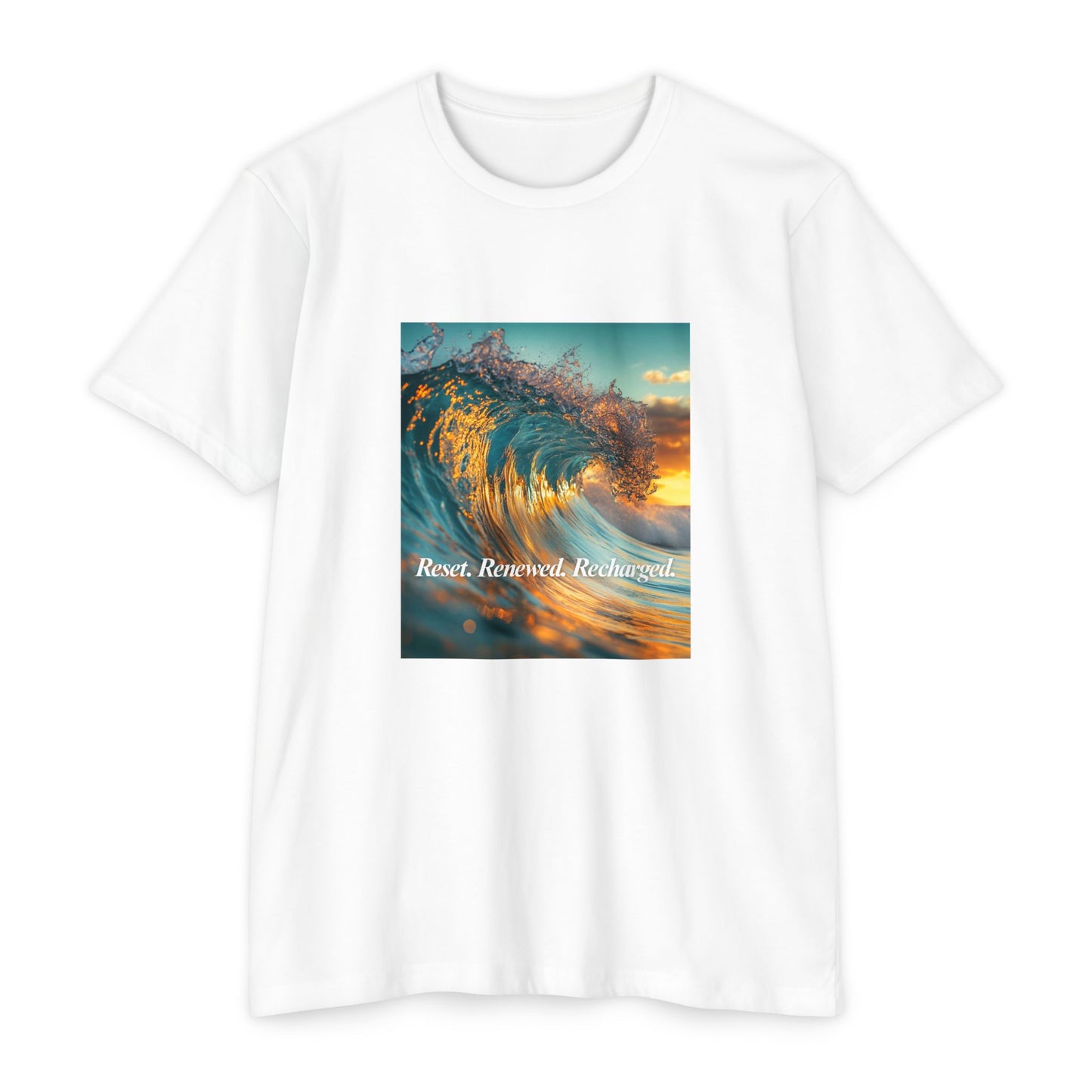 Reset. Renewed. Recharged.™ Unisex Tee - New Year Motivation Wave Graphic Shirt