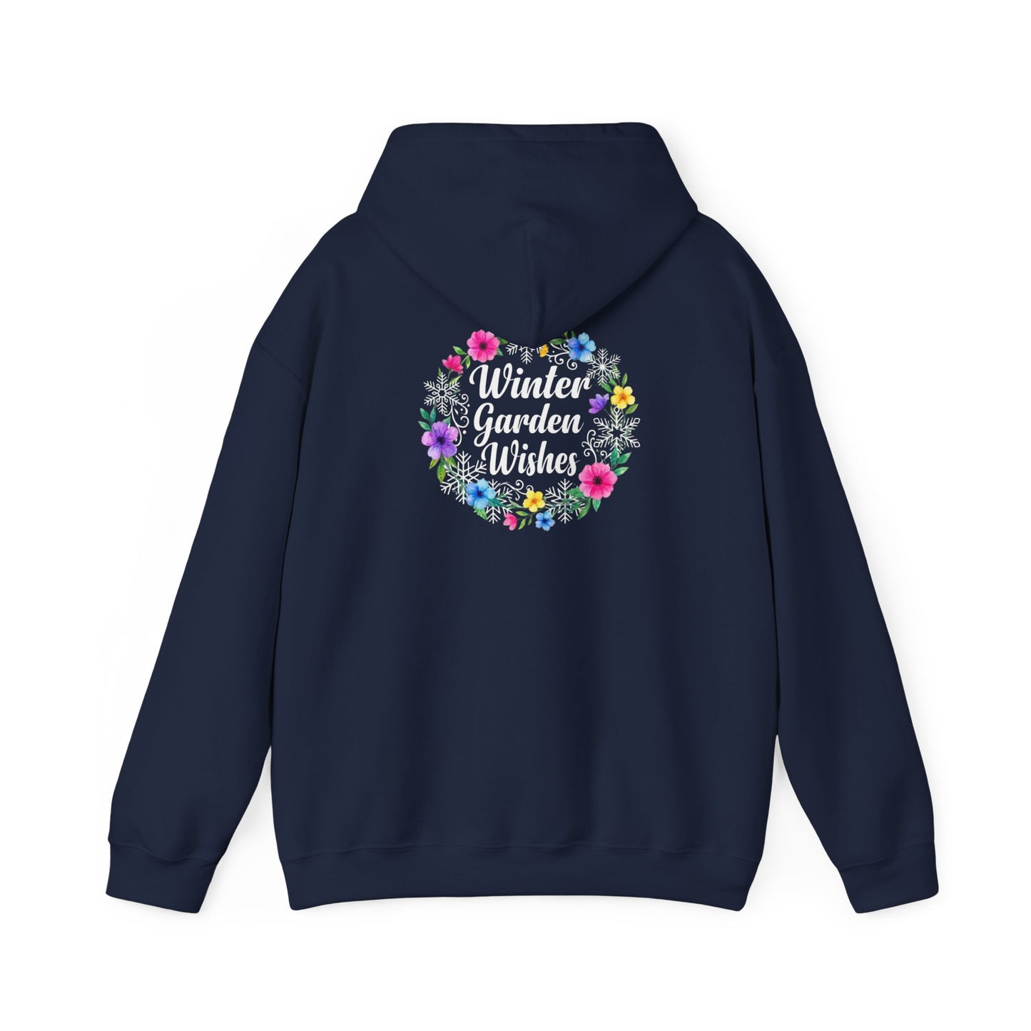 Winter Garden Wishes Hoodie | Floral Ring Back Print Cozy Winter Pullover