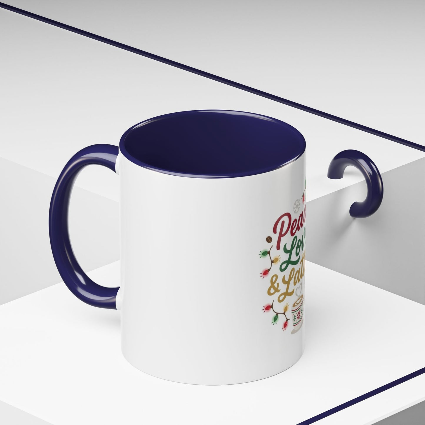 Peace, Love & Lattes Mug | Festive Coffee Center Print Cup