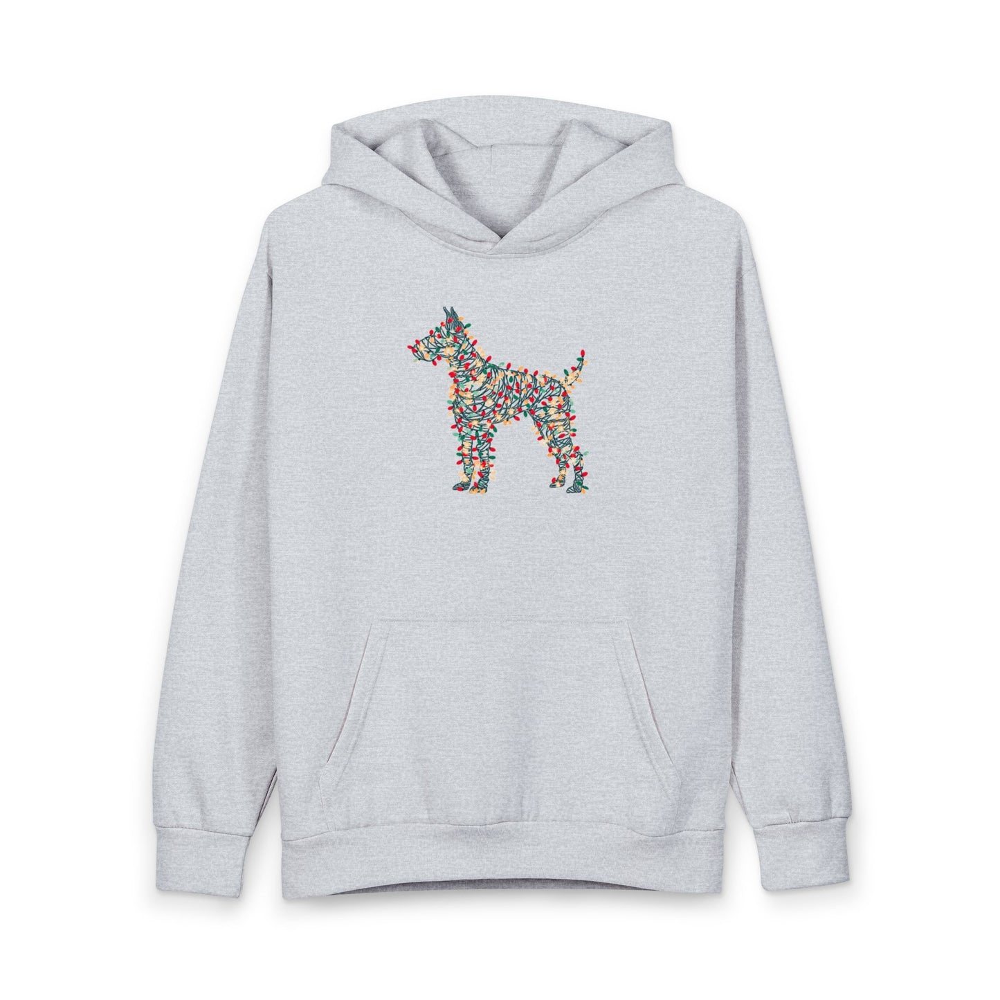 Dog Wrapped in Christmas Lights Hoodie — Festive Holiday Pet-Lover Sweatshirt