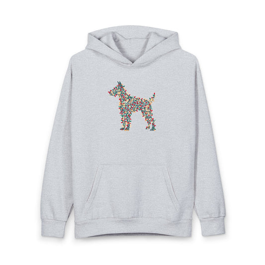 Dog Wrapped in Christmas Lights Hoodie — Festive Holiday Pet-Lover Sweatshirt