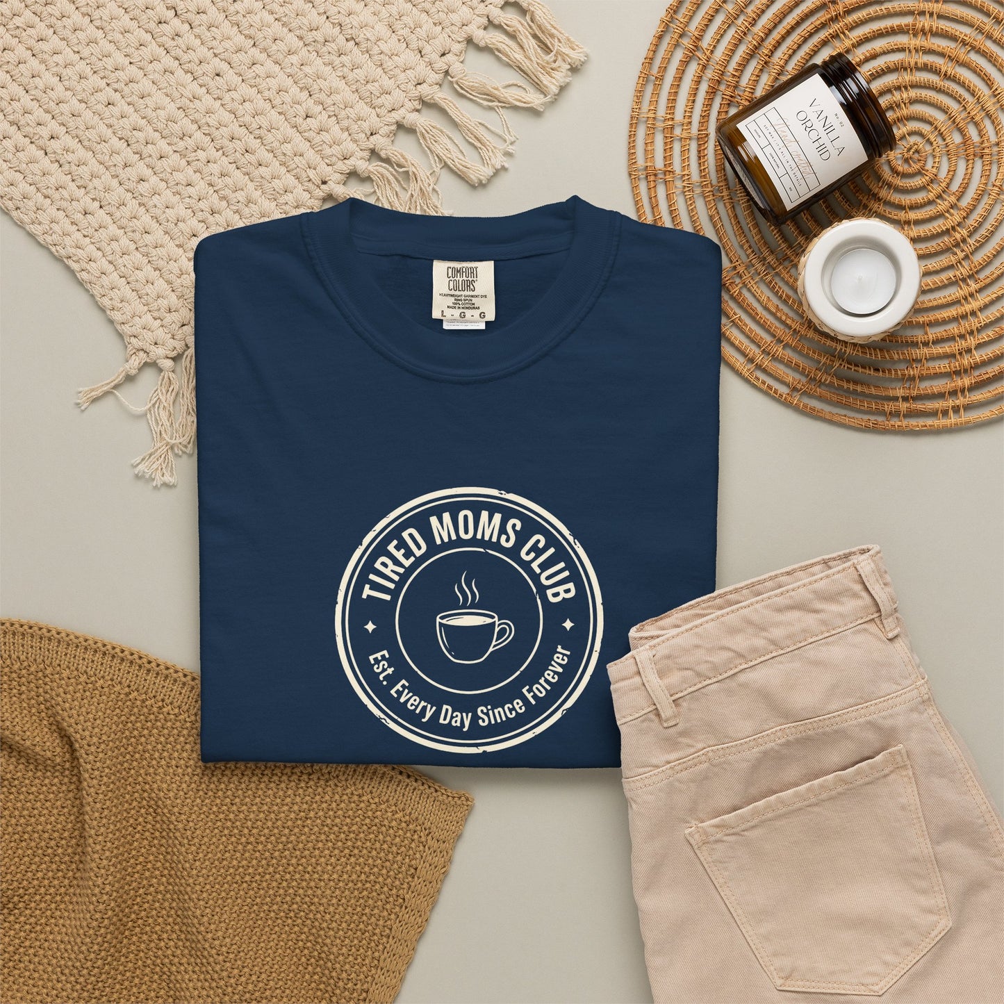 Tired Moms Club T-Shirt | Medium Center Print | Funny Mother's Day Tee | Relatable Mom Gift | Humor Mom Shirt | Gift from Kids